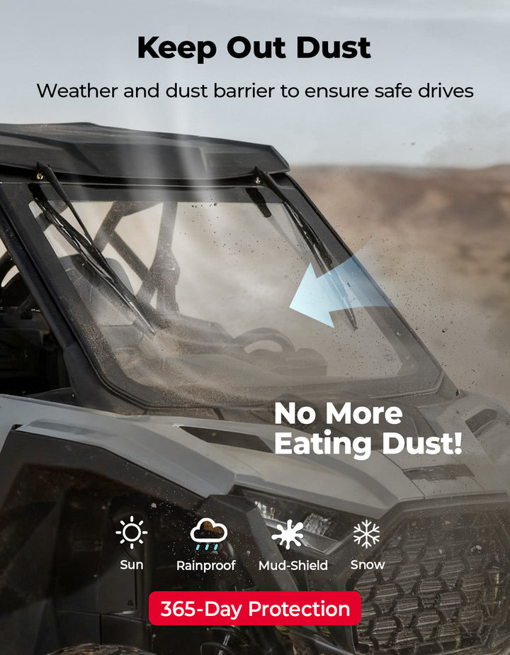 PRO XP Glass Windshield with 2 Manual Wipers for Polaris RZR PRO XP/XP4/PRO S/S4 (2025-2026) - Kemimoto