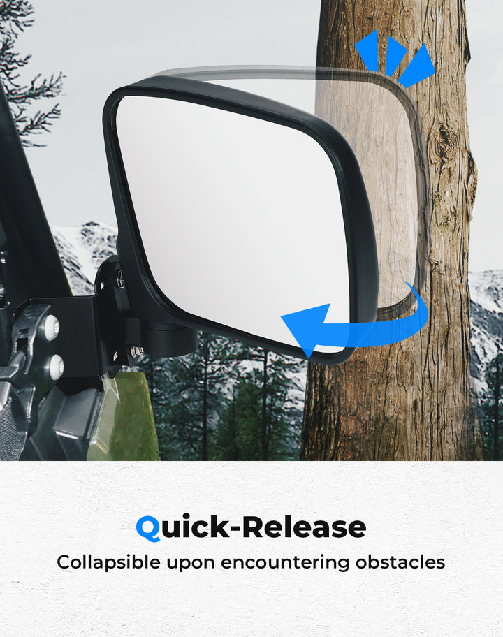 UTV Rear View Side Mirrors 7.8" Large Pro-fit Cab for Polaris Ranger 500/570/XP 900
