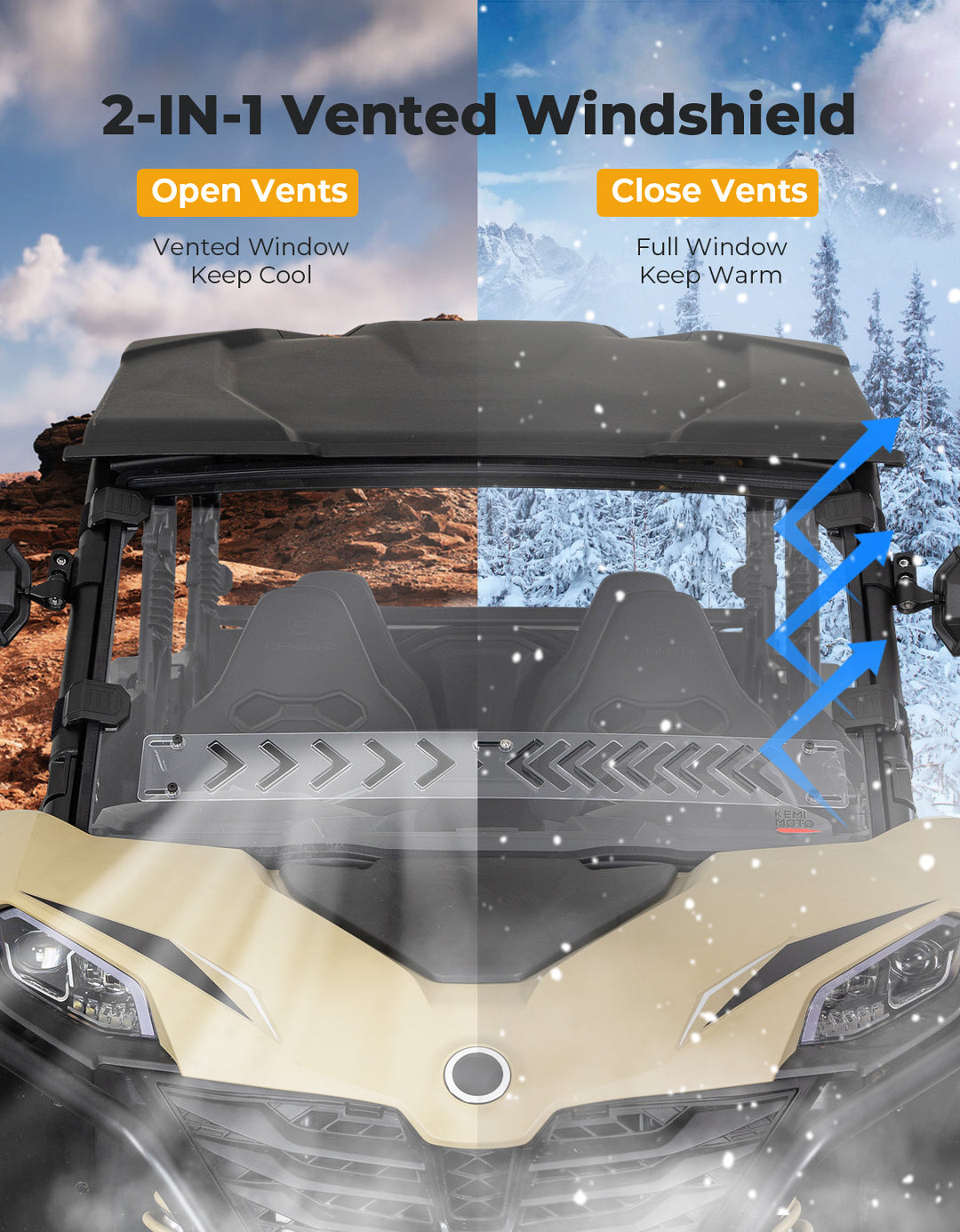 Adjustable Vented Front Windshield for 2023+ CFMOTO ZForce 950 Sport | 800 Trail