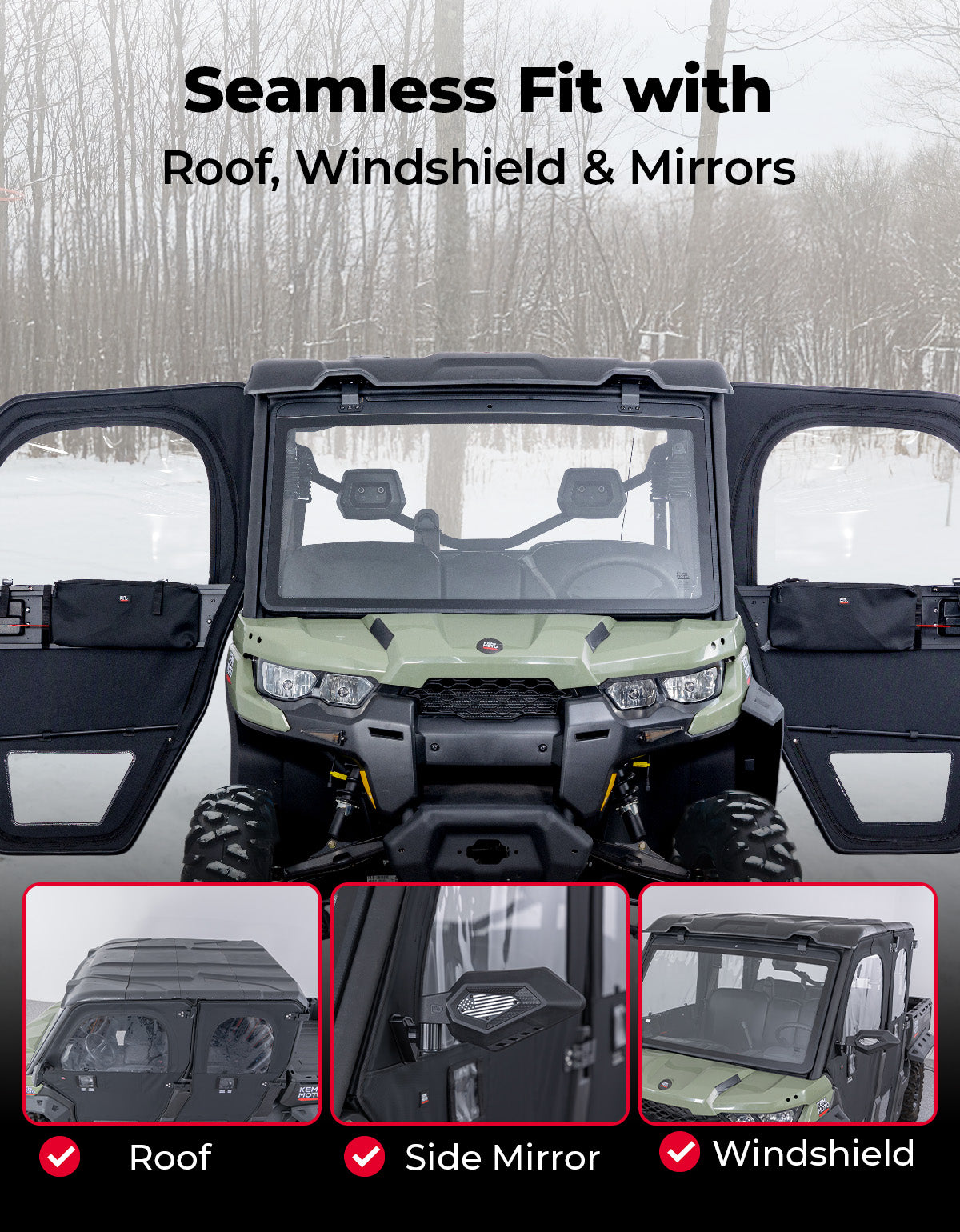 Can-Am Defender Max Full doors with a Steel Frame – CA Kemimoto