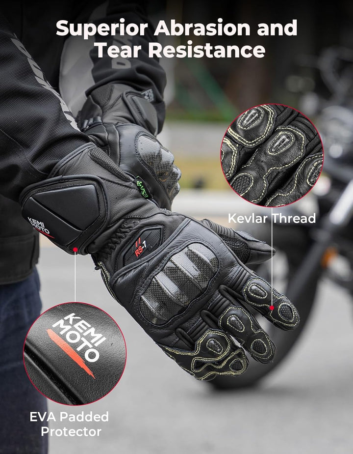Motorcycle Gloves, Racing Leather Touchscreen Riding Gloves