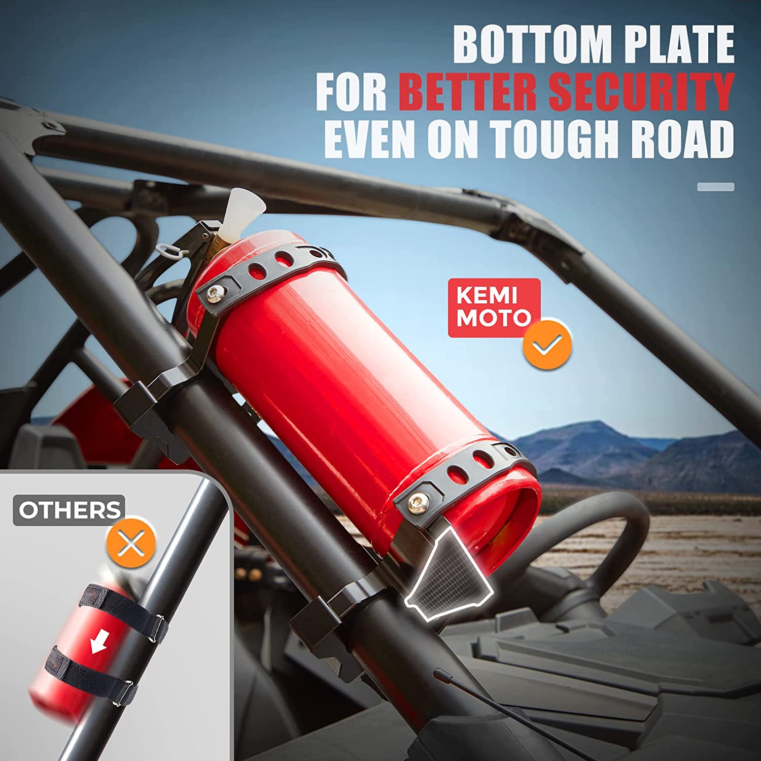 UTV Fire Extinguisher Holder Fit Polaris RZR, Can Am X3, Kawasaki Teryx - Kemimoto