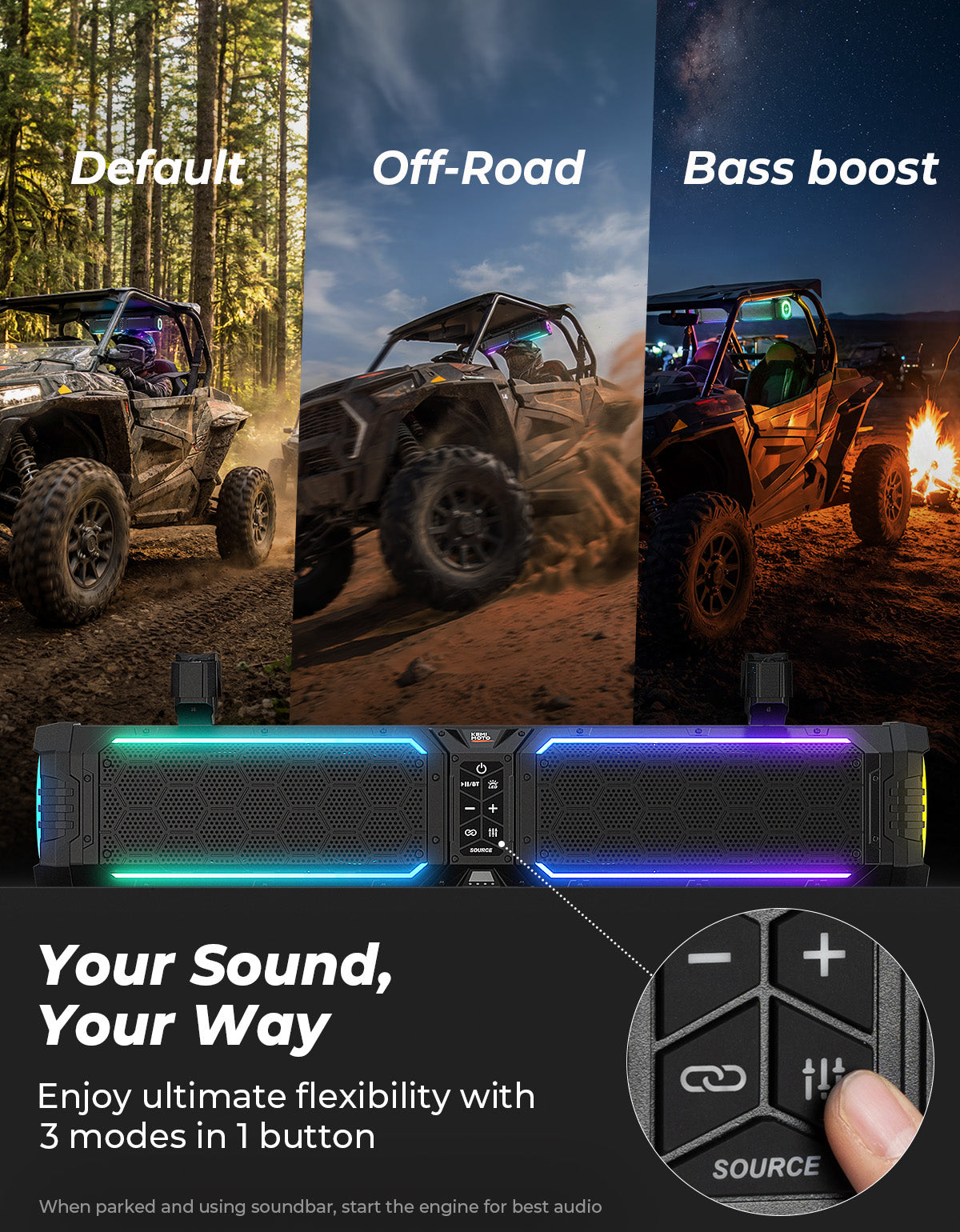 Midnight 70 Gen2 UTV Soundbar with 3 modes