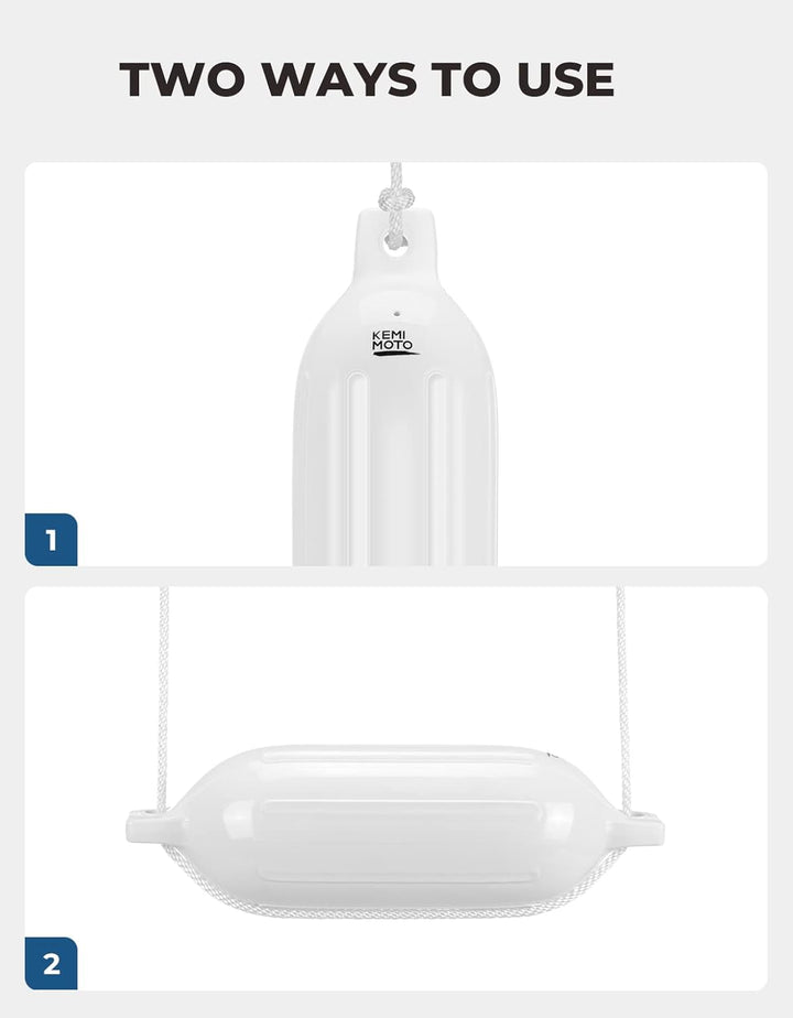 KEMIMOTO Boat Fenders with Boat Fender Clips White 6.5"*23"