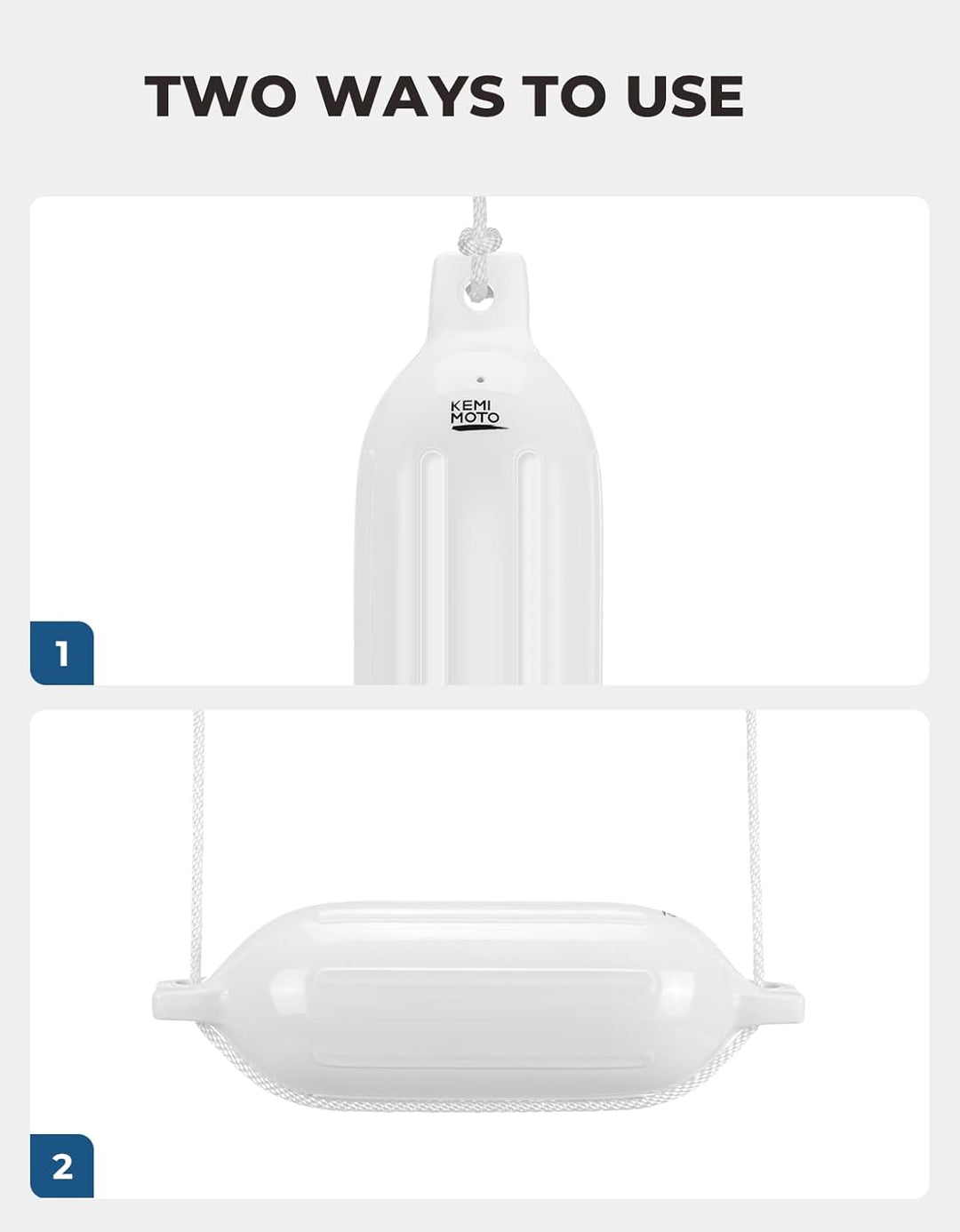 KEMIMOTO Boat Fenders with Boat Fender Clips White 5.5"*20"