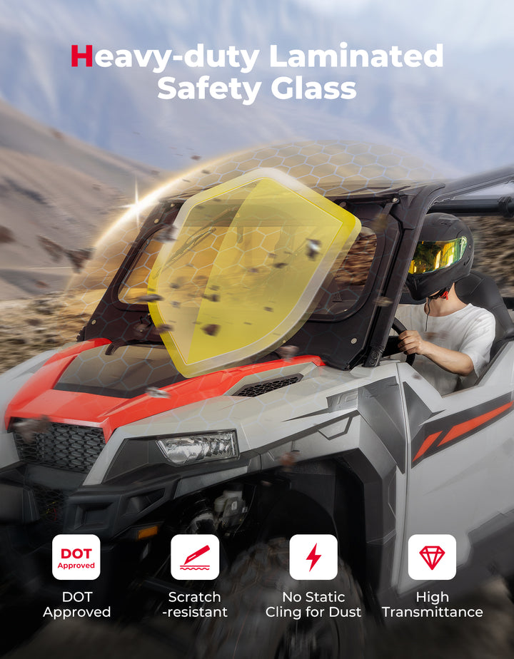 UTV Glass Windshield Front Windshield with wipers for Polaris General 1000, XP 1000, 4 1000