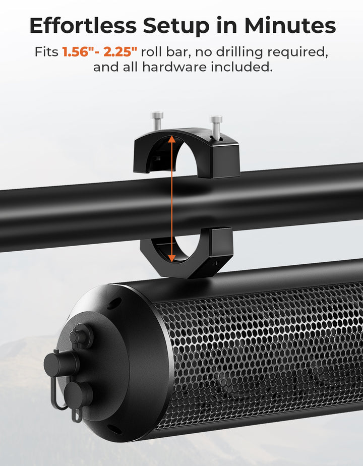 6 Speaker UTV Bluetooth Sound Bar for 1.56"-2.25" Roll Bar