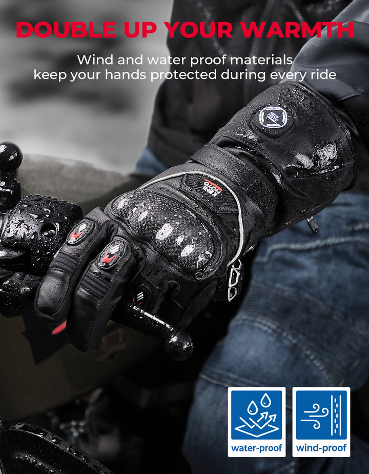 Heated Motorcycle Gloves with 7.4V 2500mAh Rechargeable Battery