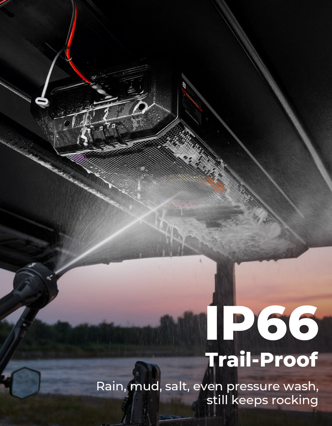 Midnight 90 Roof 34.25" Soundbar For Can-am Polaris UTV Bluetooth Speaker with Dual Subwoofers, IP66 Waterproof 10-Speaker System - Kemimoto