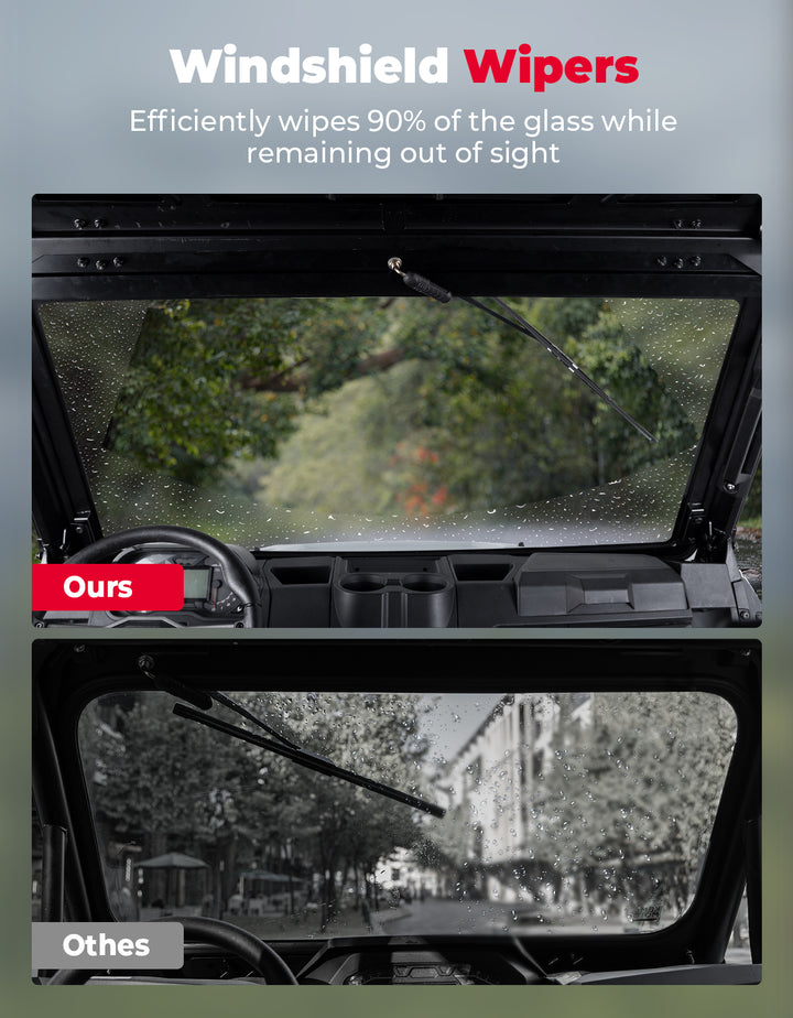 UTV Front Glass Windshield with Wipers for Polaris Ranger 1000/CREW 1000/XP 1000/CREW XP 1000 /XP 900/CREW 900/CREW XP 900