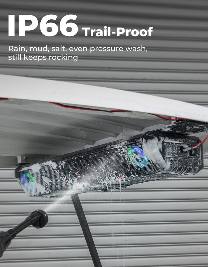 Midnight 90 Roof 34" Golf Cart Bluetooth Sound Bar RGB Lights 400W Waterproof Speaker - Kemimoto