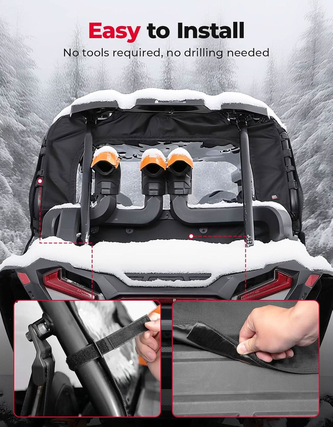 Soft Rear Windshield for 2014+ Polaris RZR XP/XP 4 1000, 2016+ Polaris RZR XP/XP 4 Turbo