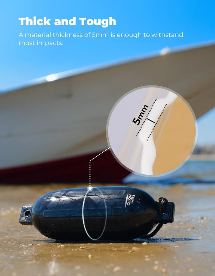 KEMIMOTO Boat Fenders with Boat Fender Clips Black 8.5"*27"