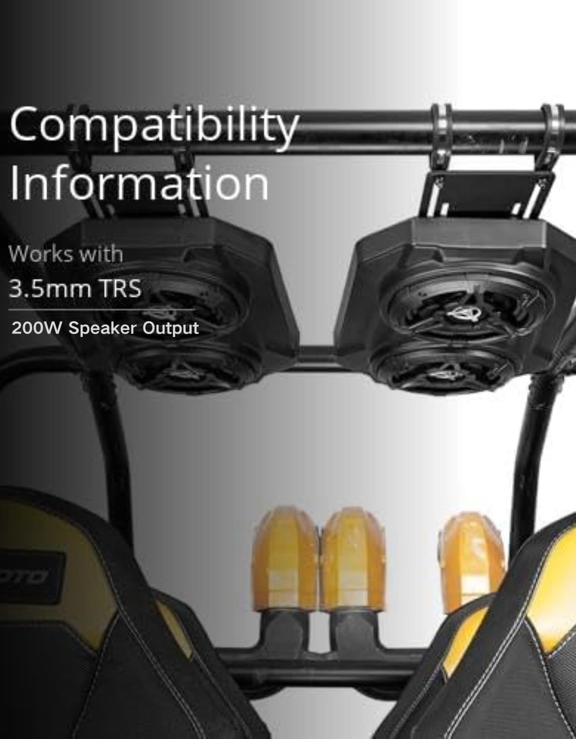 UTV Sound System 6.5 Inch Speakers Overhead Stereo Bluetooth Fits 1.625-1.9in Roll Cages