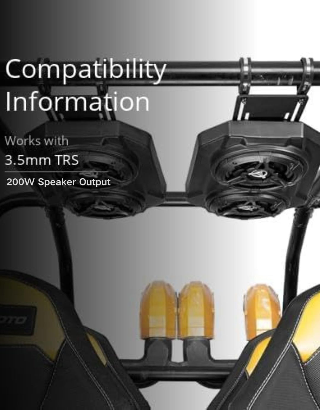 UTV Sound System 6.5 Inch Speakers Overhead Stereo Bluetooth Fits 1.625-1.9in Roll Cages