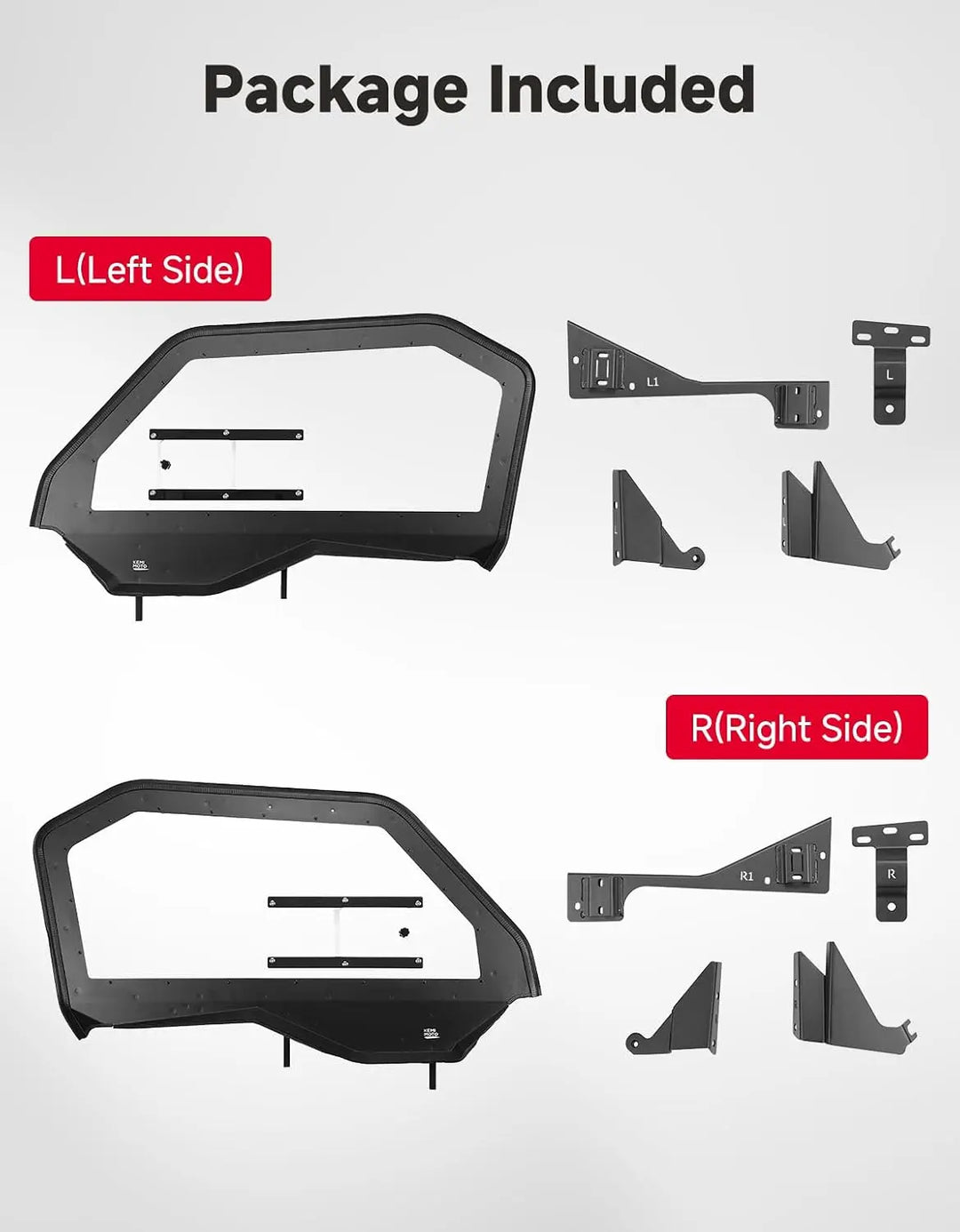 KEMIMOTO Hard PC Vented Upper Doors for Polaris General 1000 / XP 1000