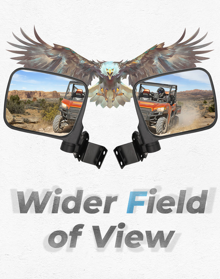 UTV Rear View Side Mirrors 7.8" Large Pro-fit Cab for Polaris Ranger 500/570/XP 900