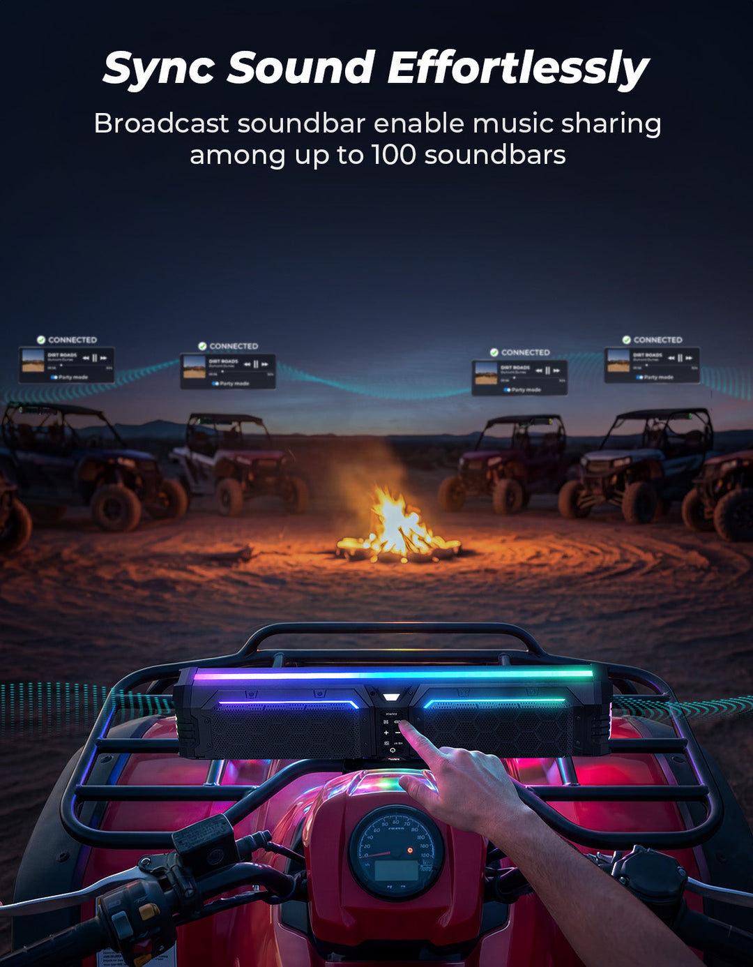 Kemimot Midnight 70 Gen2 UTV Soundbar with Dual Passive Radiators