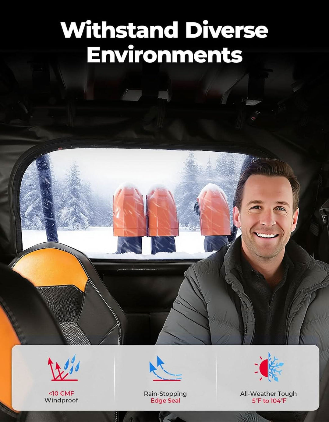 Soft Rear Windshield for 2014+ Polaris RZR XP/XP 4 1000, 2016+ Polaris RZR XP/XP 4 Turbo