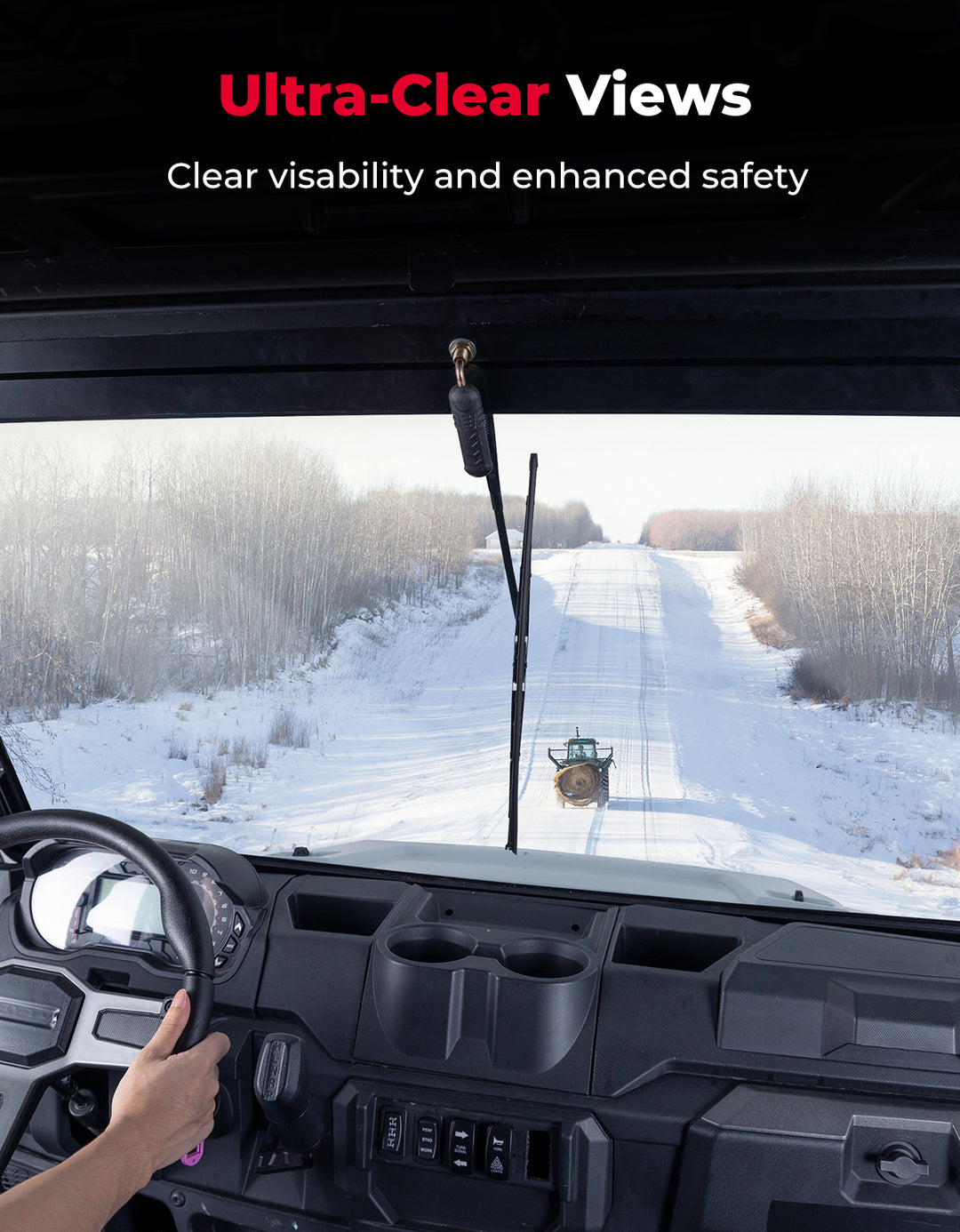 UTV Front Glass Windshield with Wipers for Polaris Ranger 1000/CREW 1000/XP 1000/CREW XP 1000 /XP 900/CREW 900/CREW XP 900