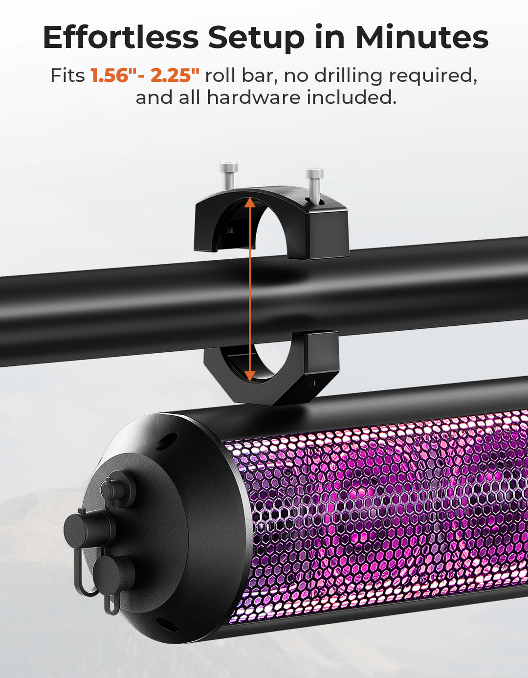 RGB UTV Soundbar, 28 Inch SXS Speaker for 1.56"- 2.25" Roll Cage