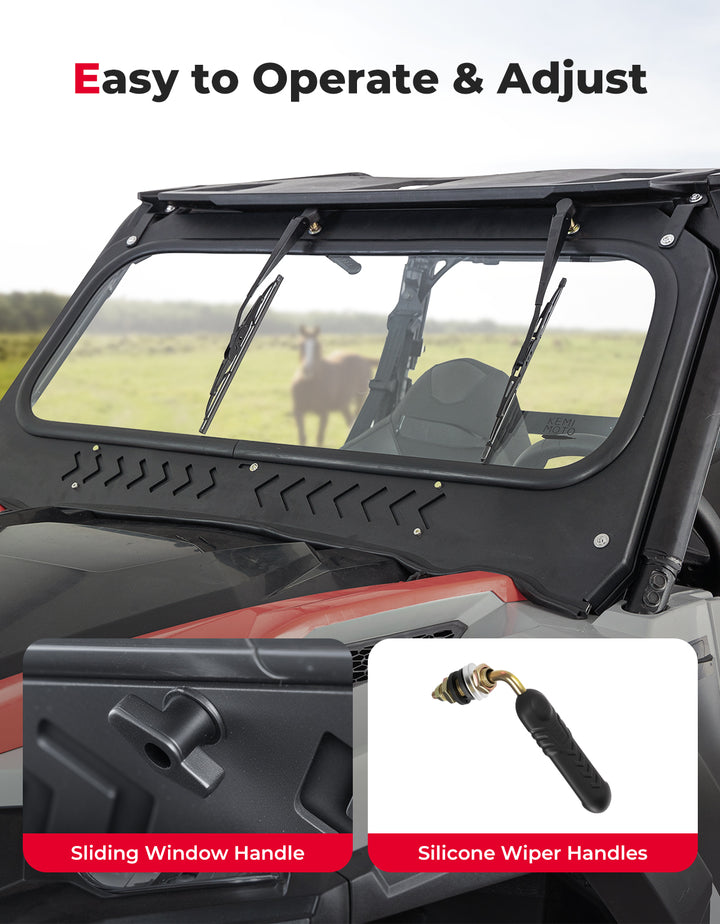 UTV Glass Windshield Front Windshield with wipers for Polaris General 1000, XP 1000, 4 1000