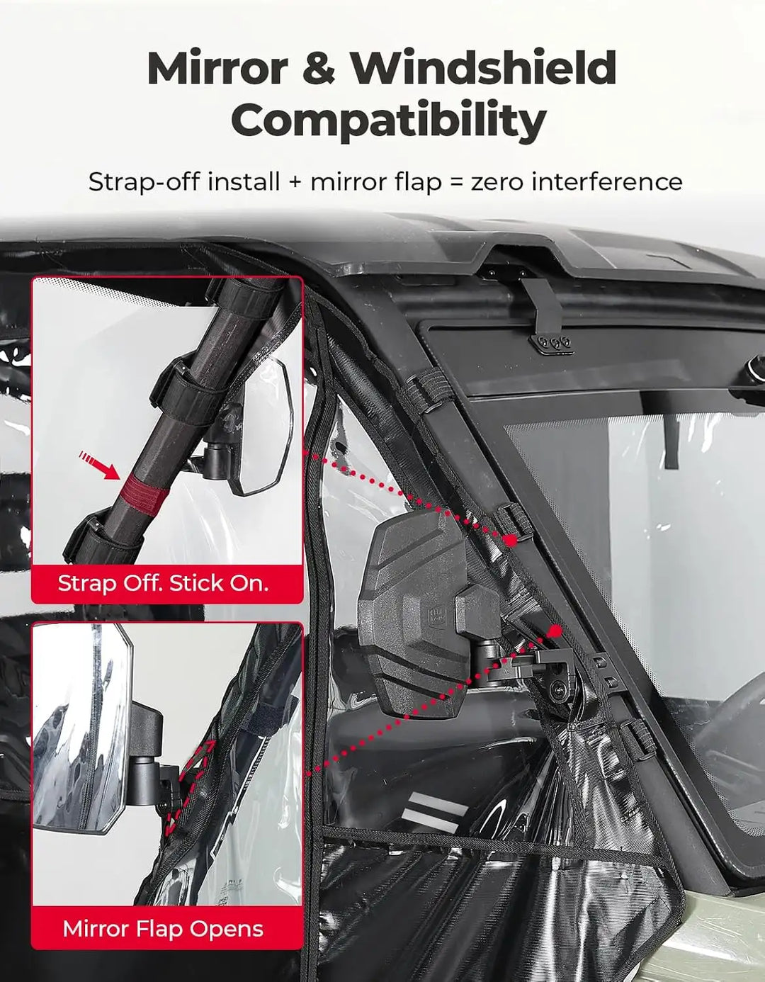 KEMIMOTO Soft Cab Enclosure Doors Compatible with Can-Am Defender Max 2017-2026