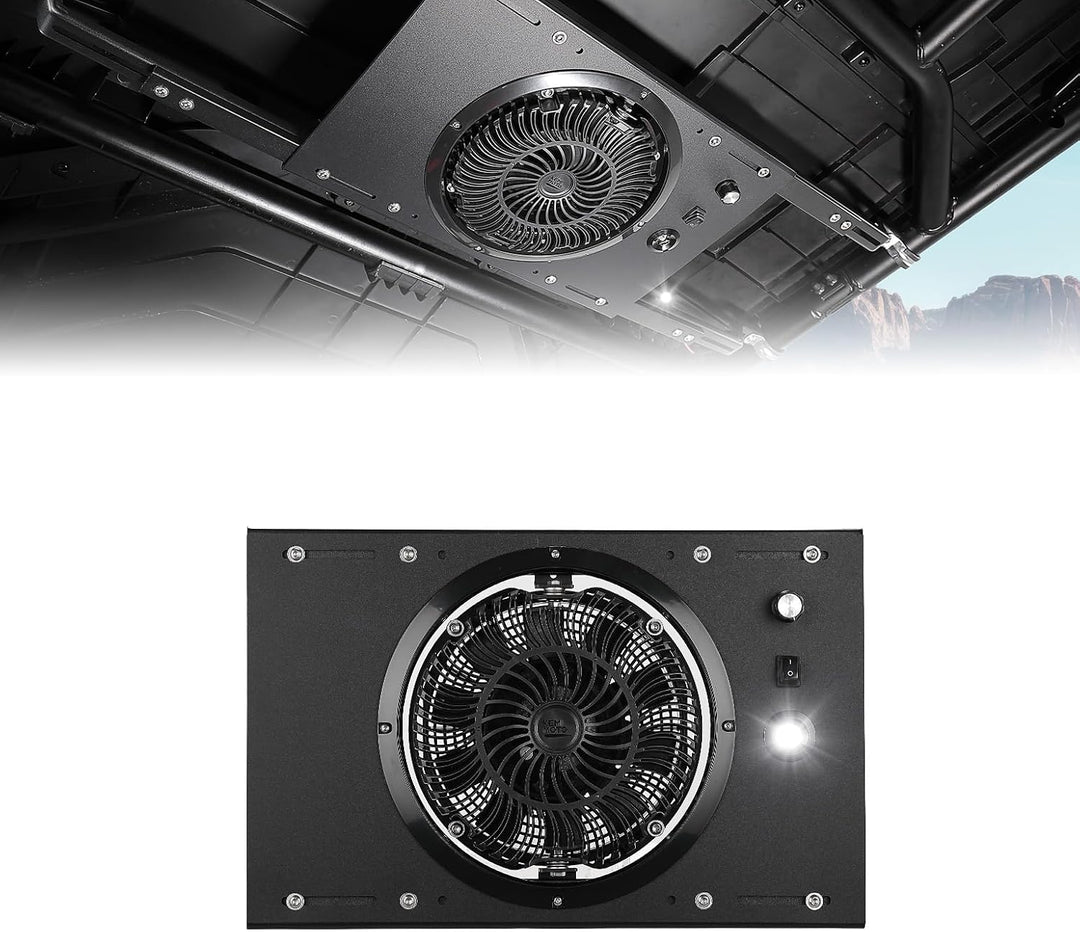 UTV Overhead Cooling Fan with Lights for Polaris Can-Am 53-37 Inch Roof Width