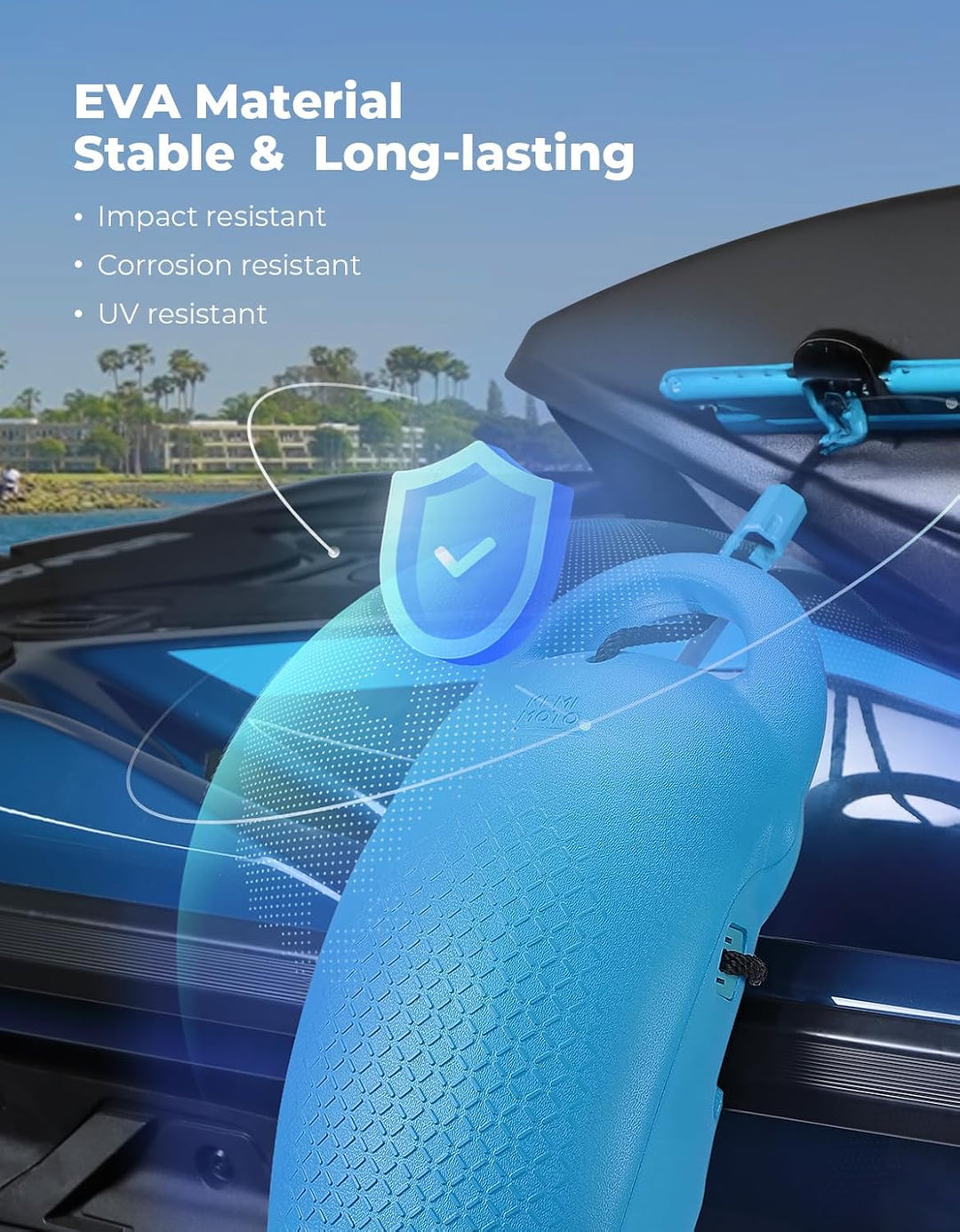 KEMIMOTO Pontoon Boat Fenders – Heavy-Duty Boat Bumpers with Locking Grooves & Quick-Release Clips for 14–28ft Boats