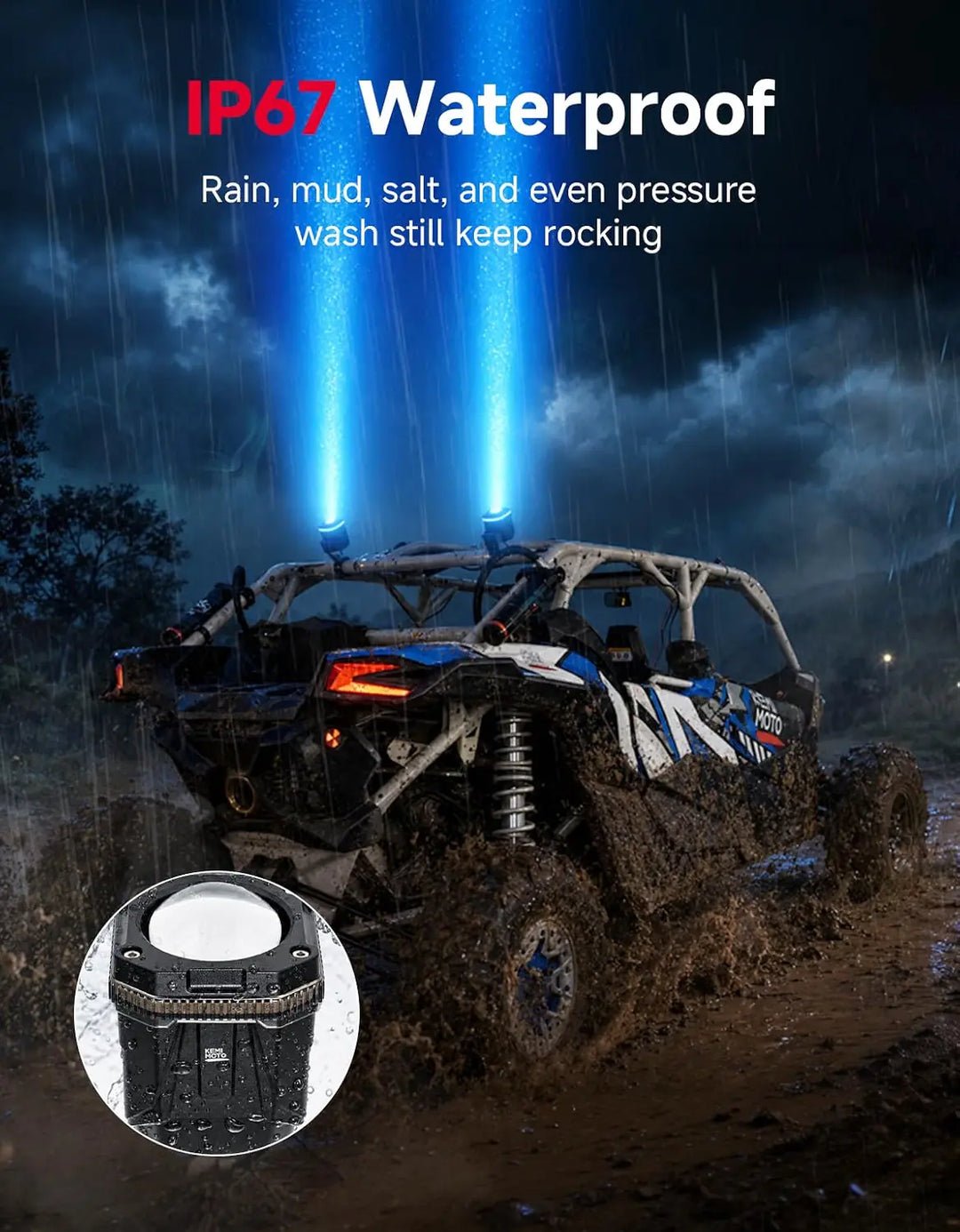 UTV/ATV Universal RGB Whipless LED Whip Lights with Turn Signal