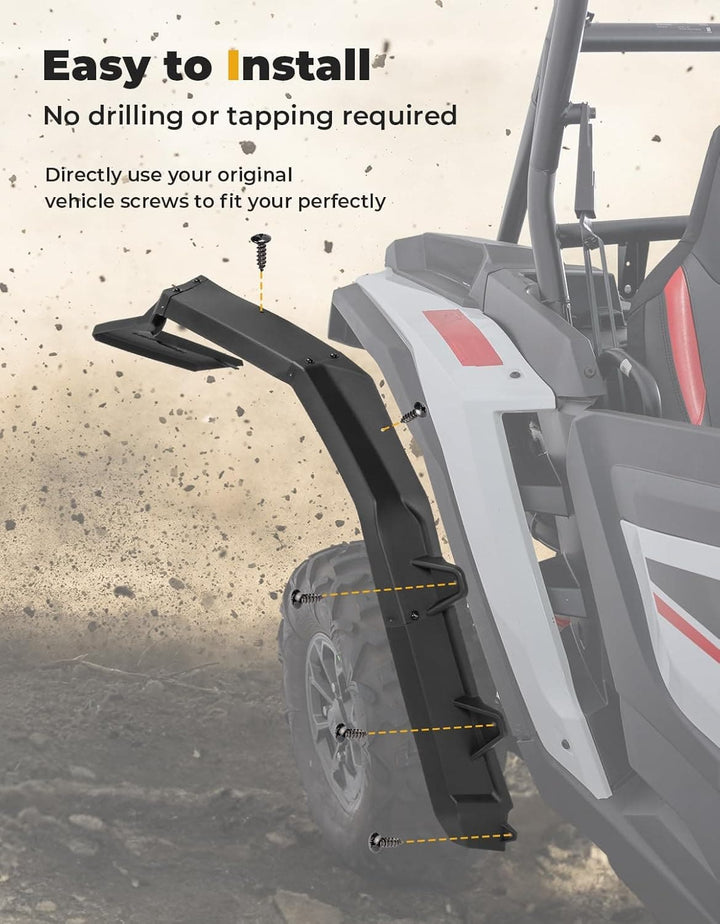 Fender Flares 8.5" Extended Mud Flaps for 2024-2025 Polaris RZR XP 4 1000 (4PCS) - Kemimoto