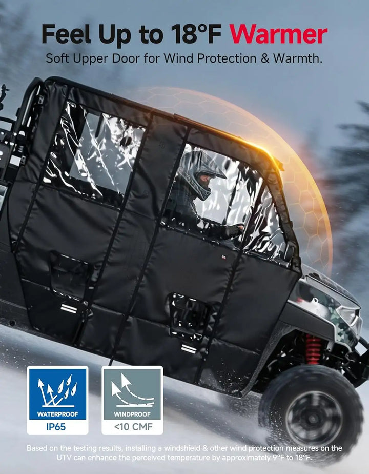 KEMIMOTO Upgraded Soft Upper Doors Compatible with Polaris Ranger Crew 1000 2020-2026 and Crew XP 1000 2017-2026