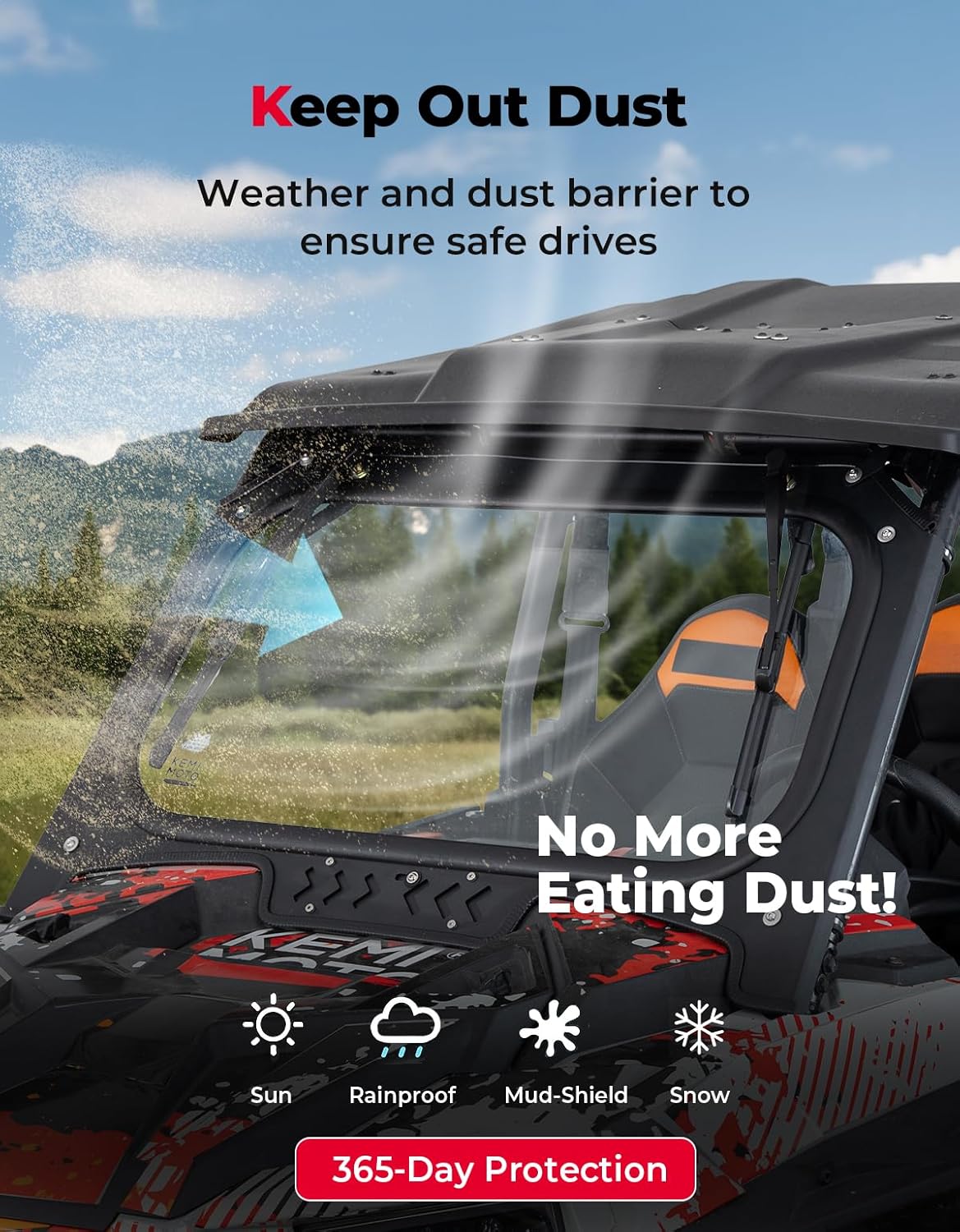 Glass Windshield with 2 Manual Wipers for Polaris RZR XP 1000 / 4 1000 /Turbo 2019-2026