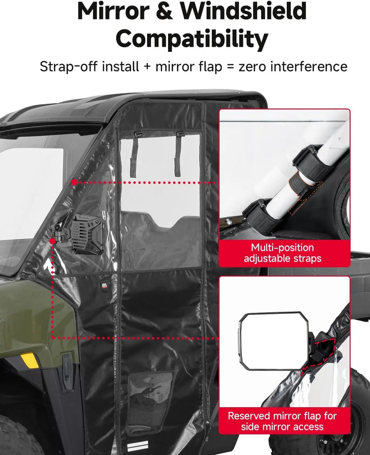 UTV Soft Doors for Polaris Ranger 500 2026, 2-Door Set