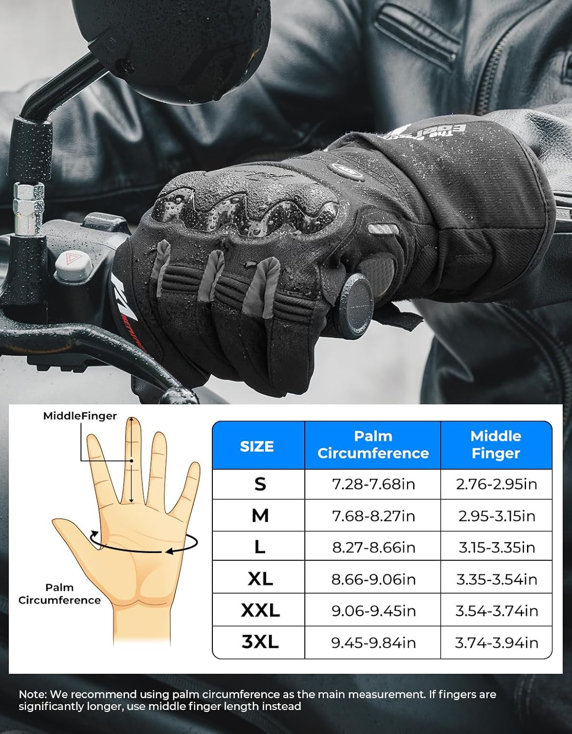 Heated Gloves Waterproof Touchscreen 7.4V 2500mAh