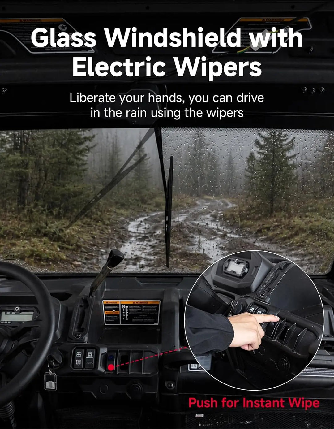 7mm Laminated Glass Windshield with Electric Wiper for Can-Am Defender & Defender MAX