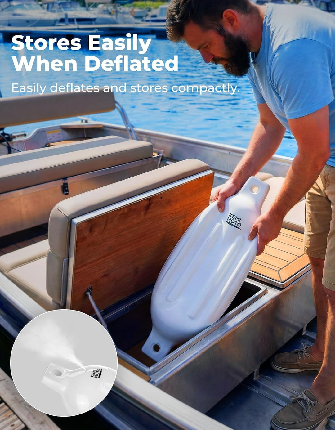 KEMIMOTO Boat Fenders with Boat Fender Clips White 6.5"*23"