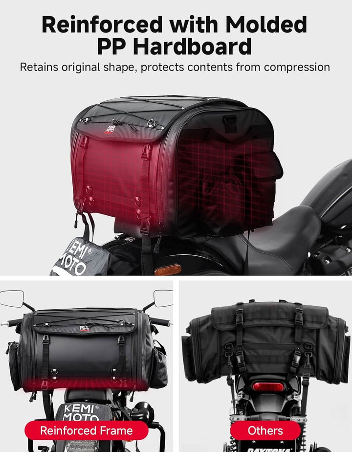 60–80L Expandable Tail Bag For Motorcycle Travel - Kemimoto