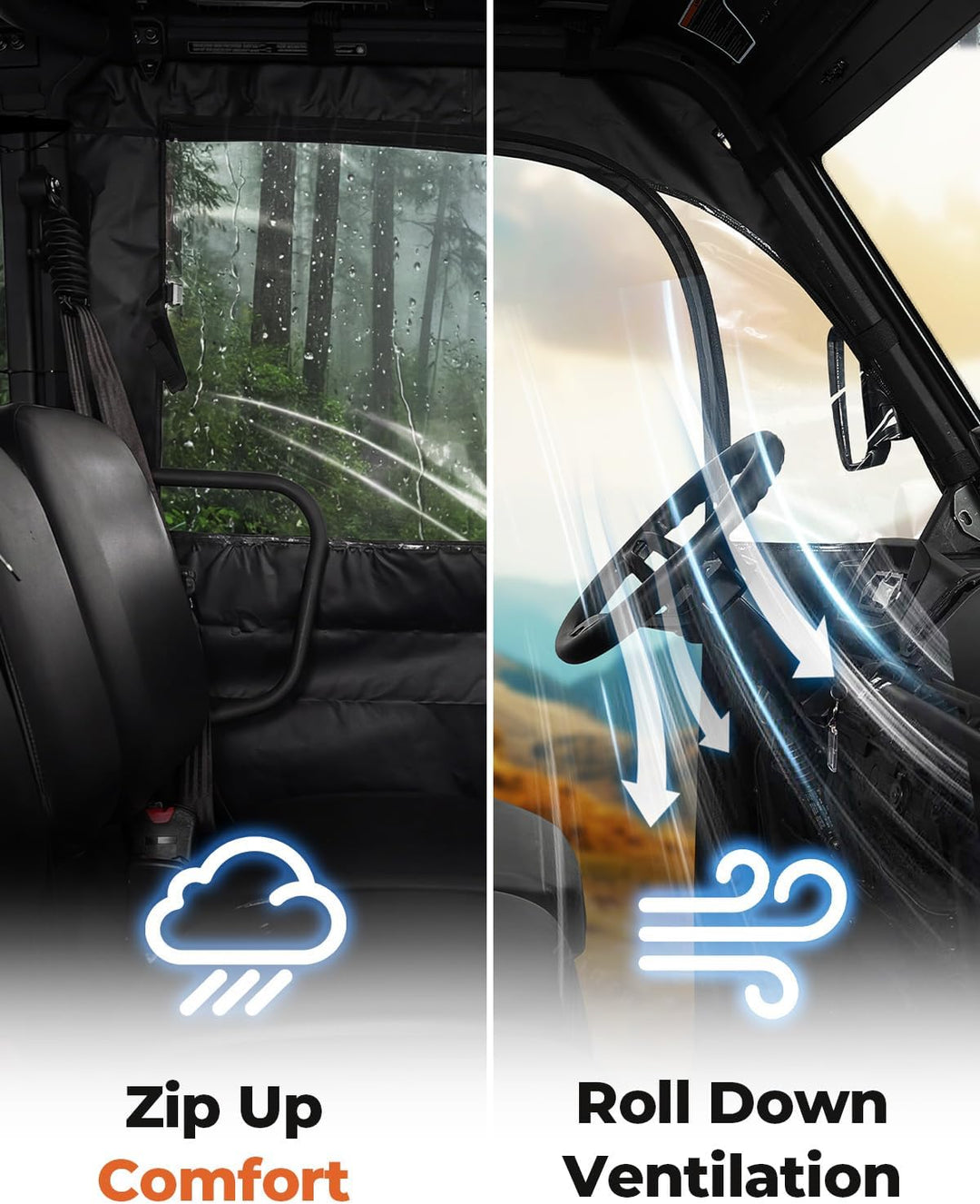 Full Soft Doors with Mirror Slots for Can-Am Defender HD5/7/8/9/10
