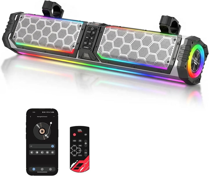 KEMIMOTO Midnight S70 Gen2 UTV Soundbar For Can am Polaris 680W Max Power, IP66 Waterproof & Quad Passive Radiators