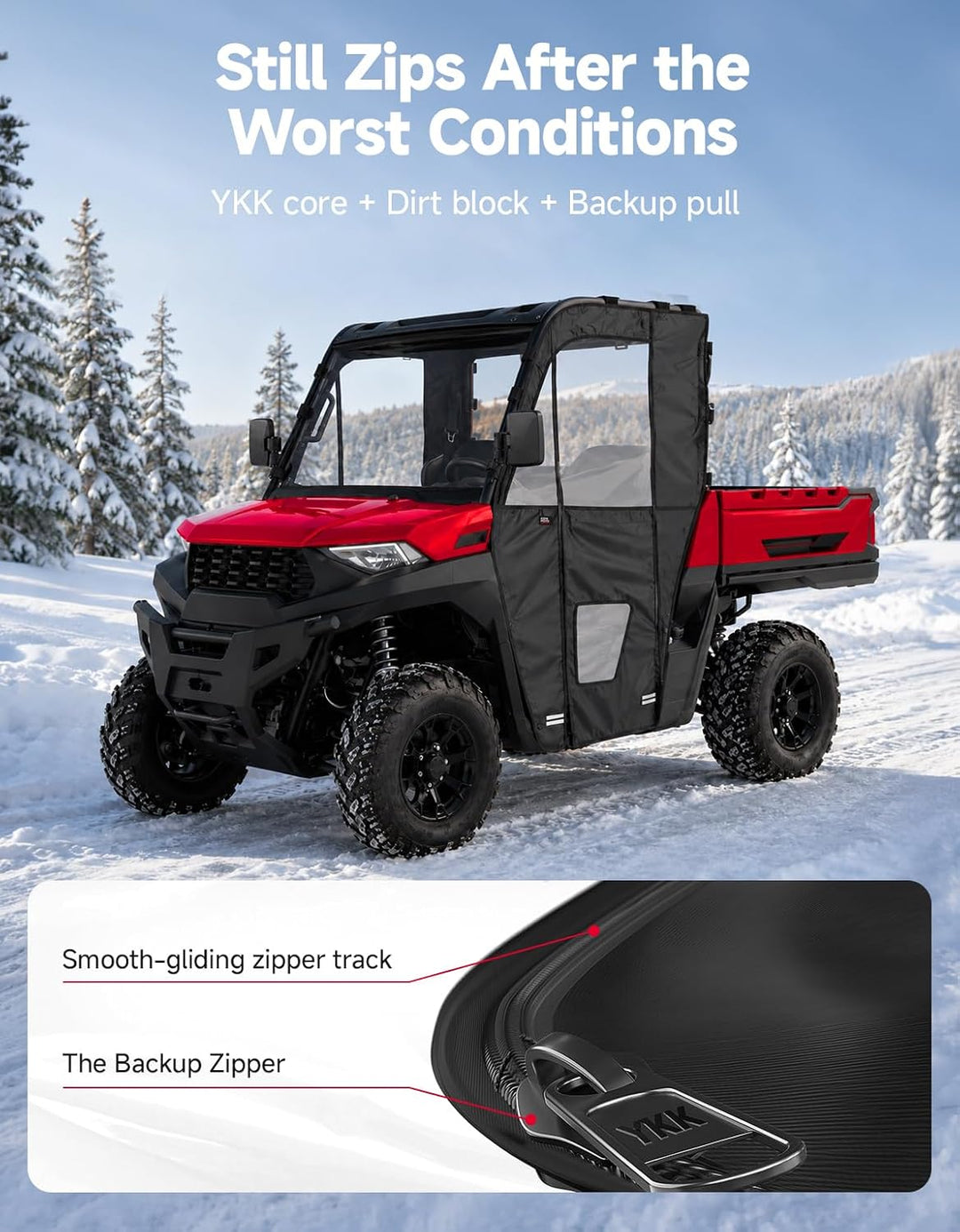 KEMIMOTO Upgraded PVC Soft Doors Cab Enclosure for Polaris Ranger 570 Full Size, Ranger 800 XP and Ranger 700 with Premium YKK Zippers