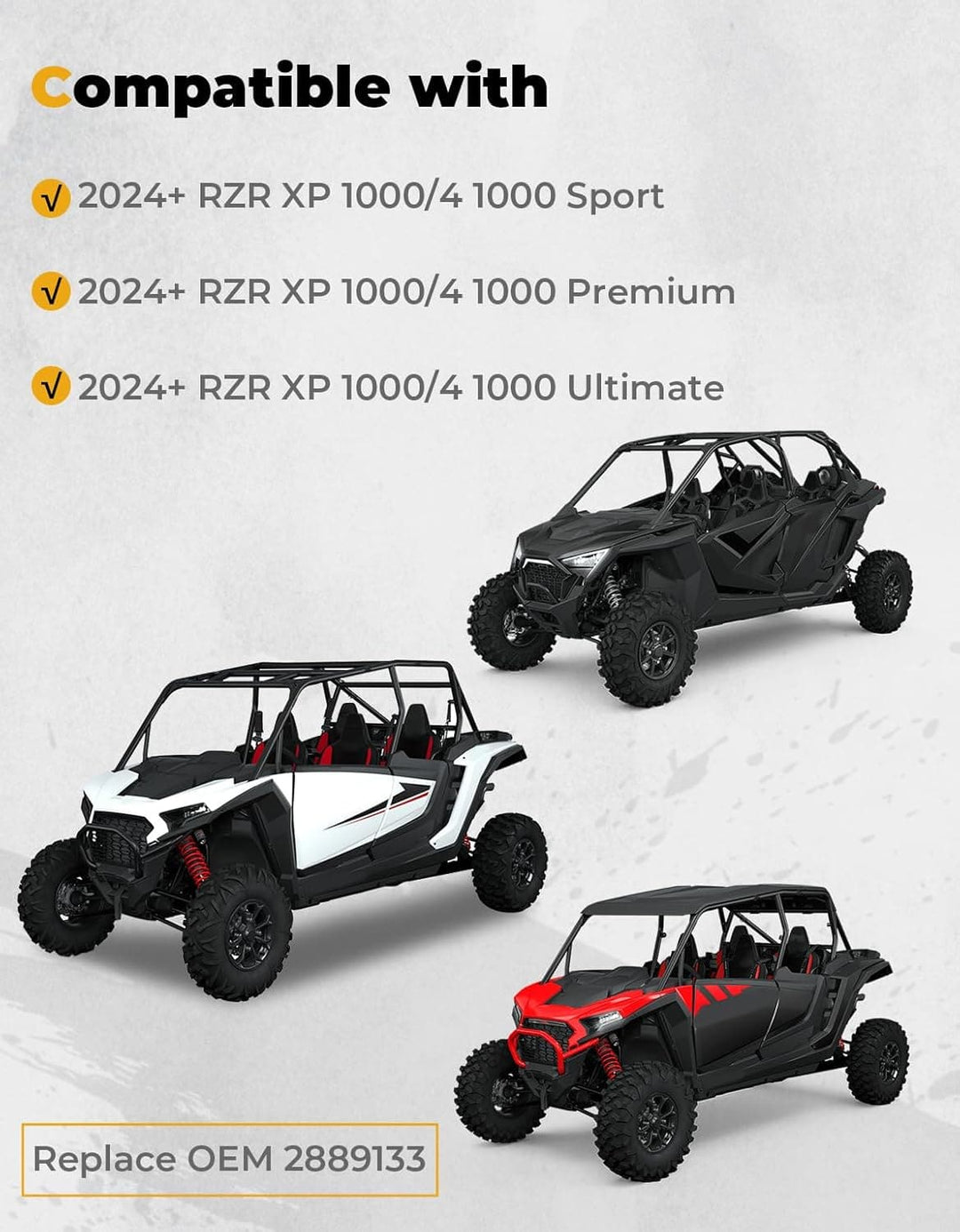 Fender Flares 8.5" Extended Mud Flaps for 2024-2025 Polaris RZR XP 4 1000 (4PCS) - Kemimoto