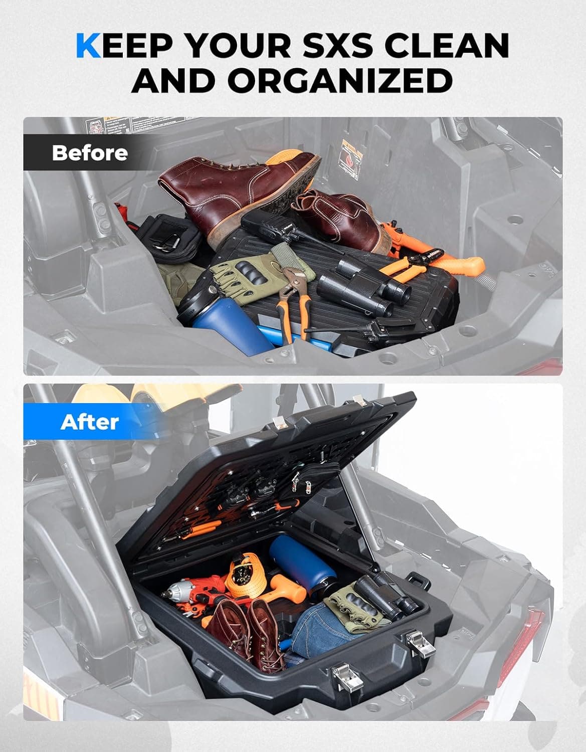 100L UTV Rear Cargo Box for Polaris RZR XP 1000 /4 (2019-2023) - Kemimoto