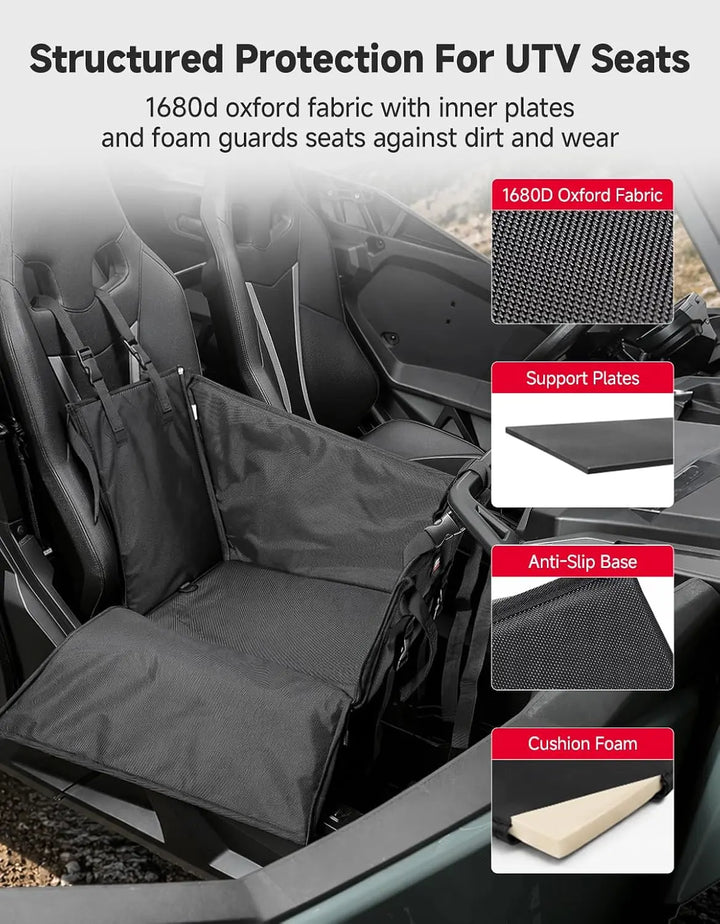 UTV Accessory Dog Booster Seat with Side Pockets