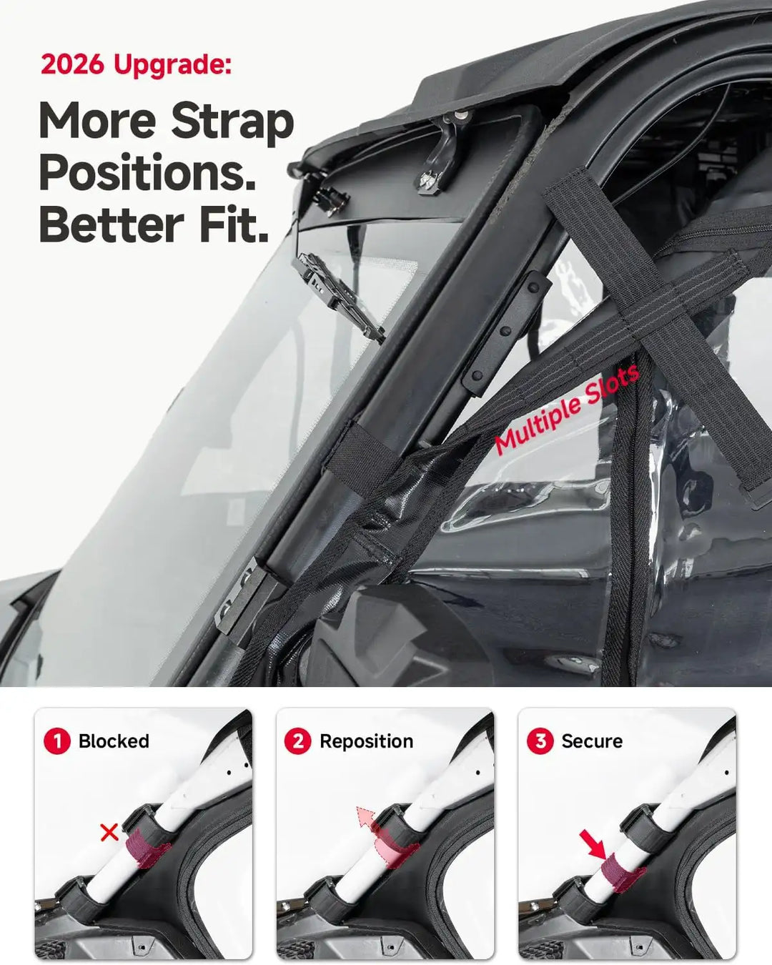 KEMIMOTO Upgraded Soft Upper Doors Compatible with Polaris Ranger Crew 1000 2020-2026 and Crew XP 1000 2017-2026