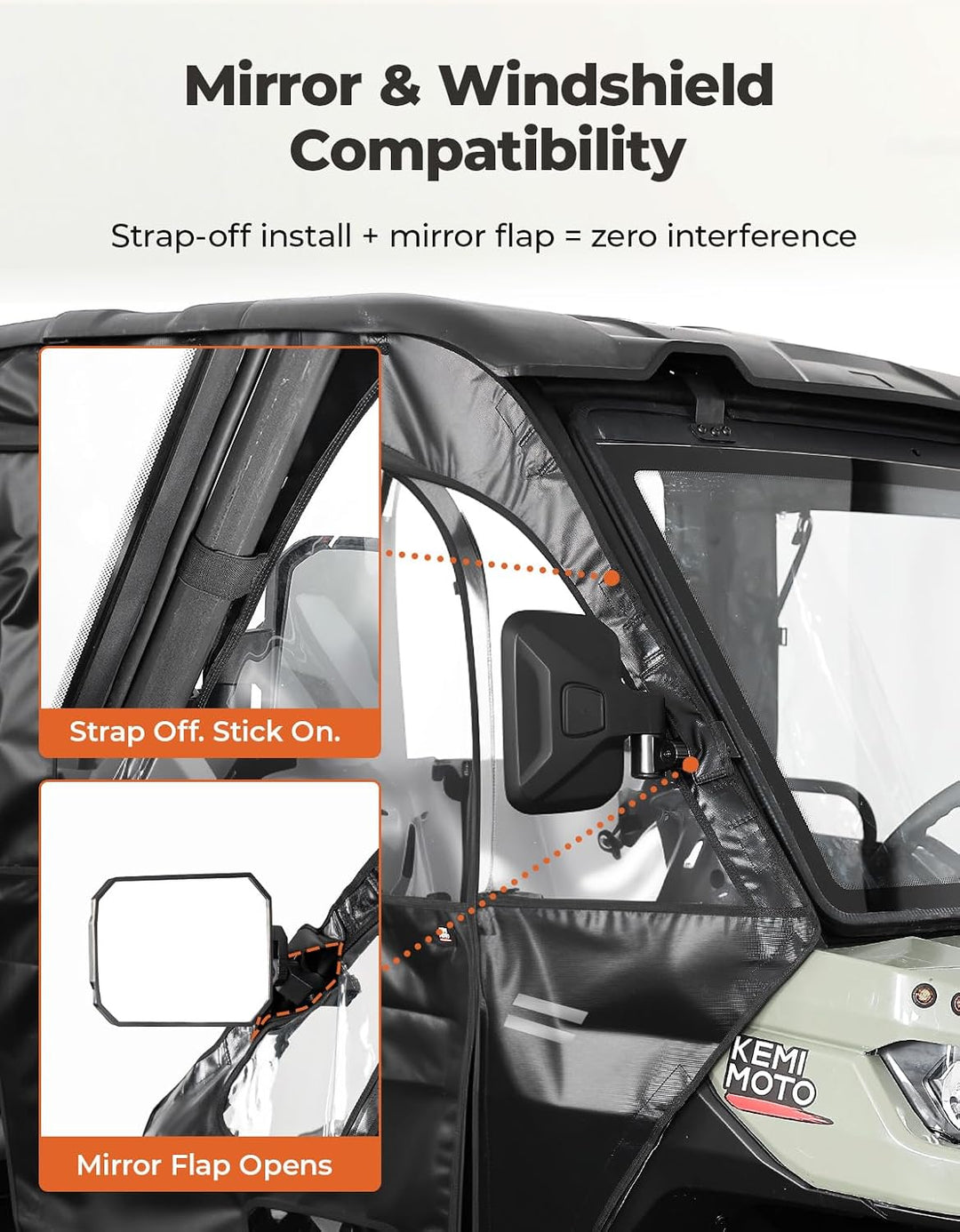 Full Soft Doors with Mirror Slots for Can-Am Defender HD5/7/8/9/10
