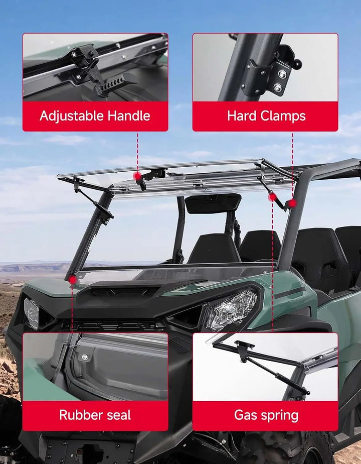 3-in-1 Flip Windshield Compatible with 2021-2026 Can-Am Commander