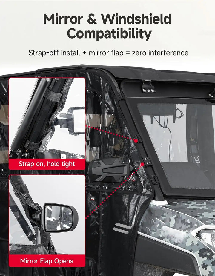 KEMIMOTO Upgraded Soft Upper Doors Compatible with Polaris Ranger Crew 1000 2020-2026 and Crew XP 1000 2017-2026