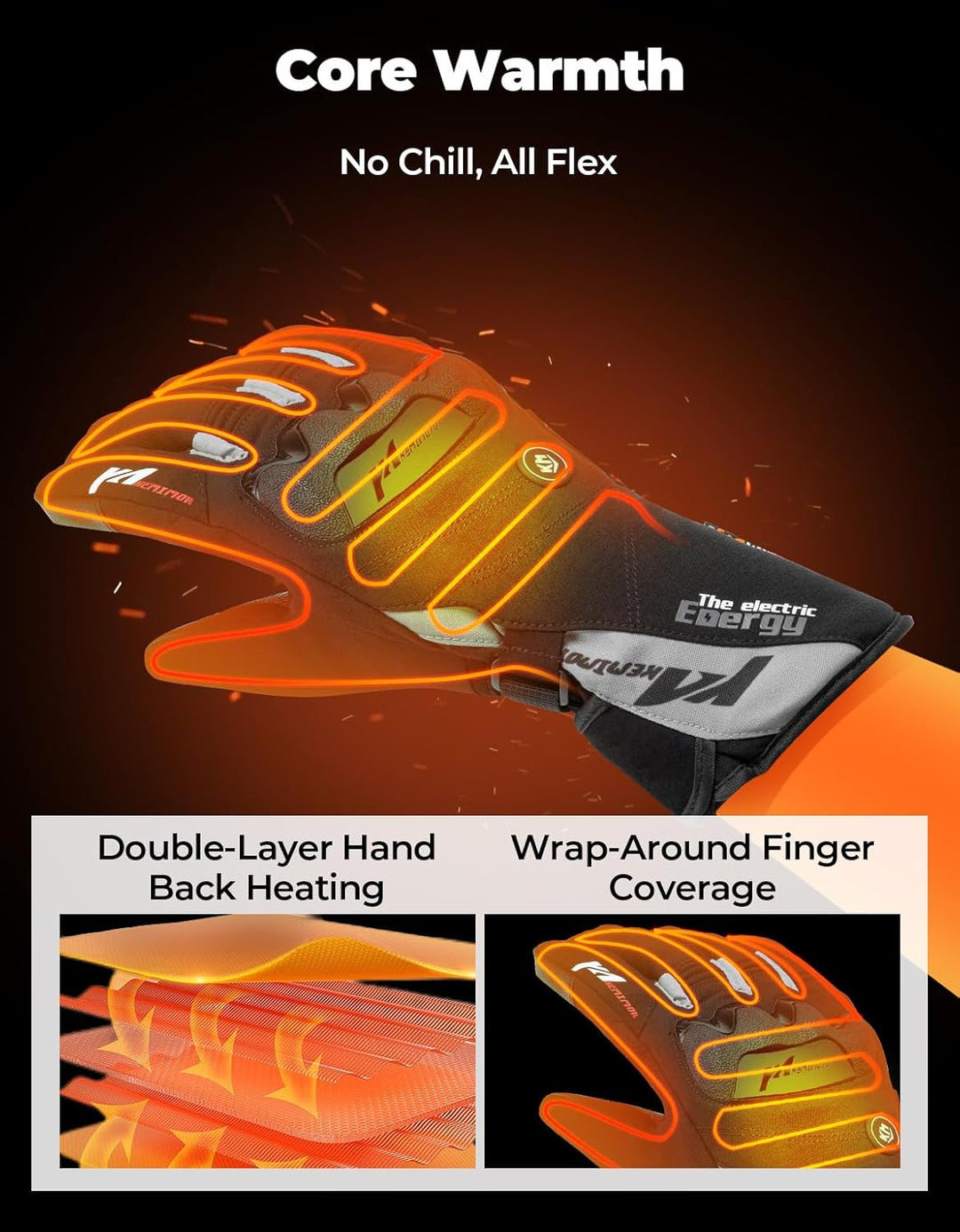 Heated Gloves Waterproof Touchscreen 7.4V 2500mAh