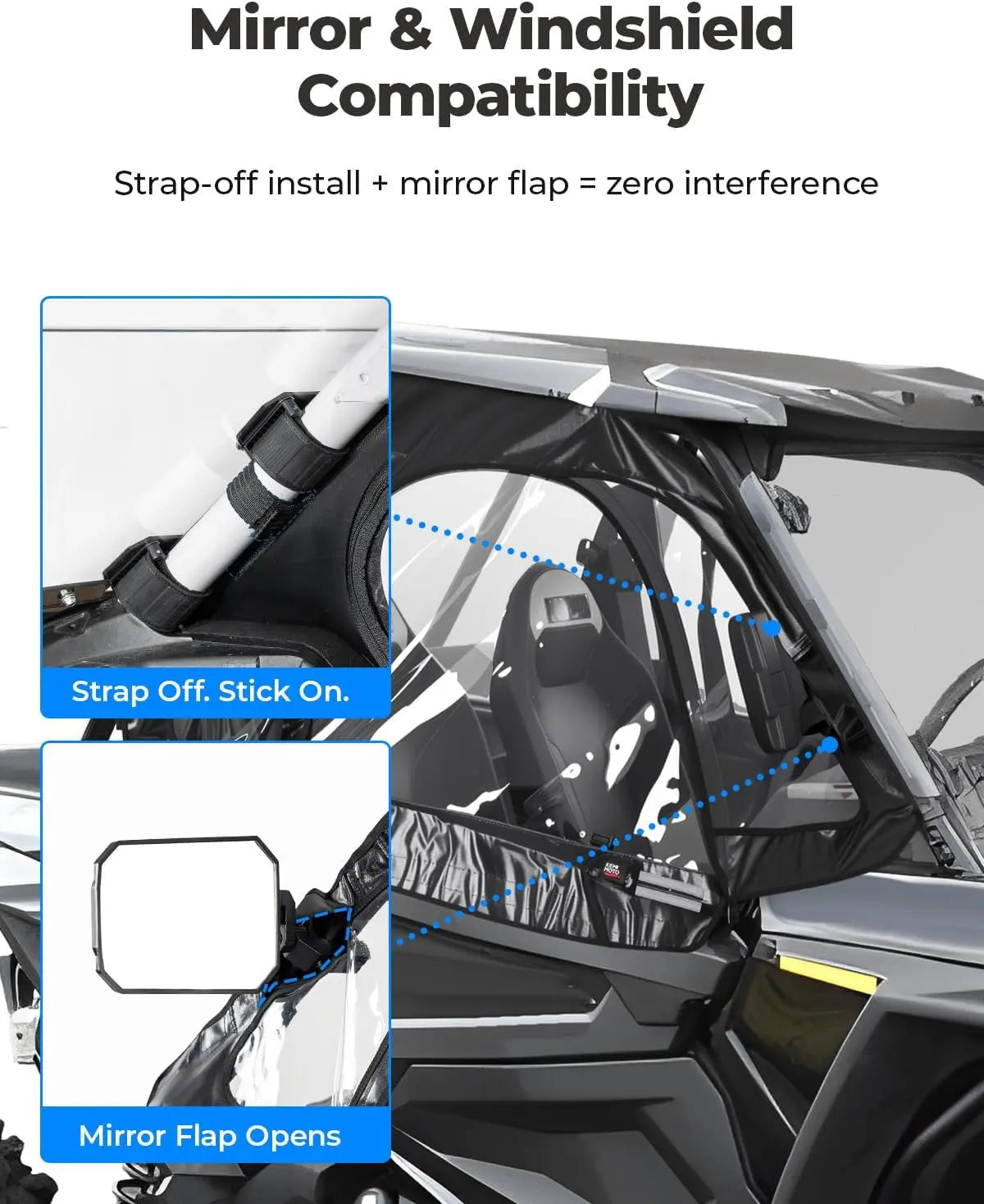 Soft Upper Door Cab Enclosure Set for RZR XP 1000 2014-2023